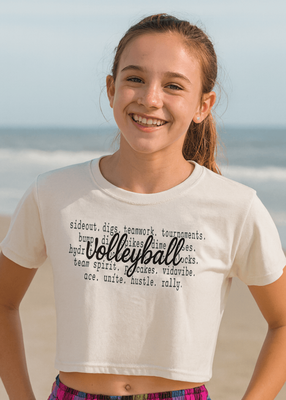 Volleyball Word Collage Cropped T-Shirt